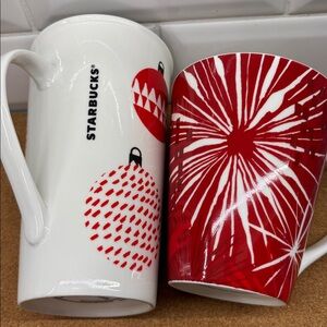 TWO Starbucks 1Christmas Coffee Mugs Cups